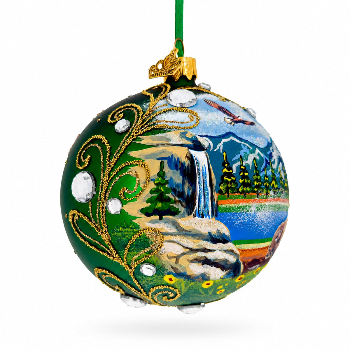 Yellowstone National Park Glass Christmas Ornament