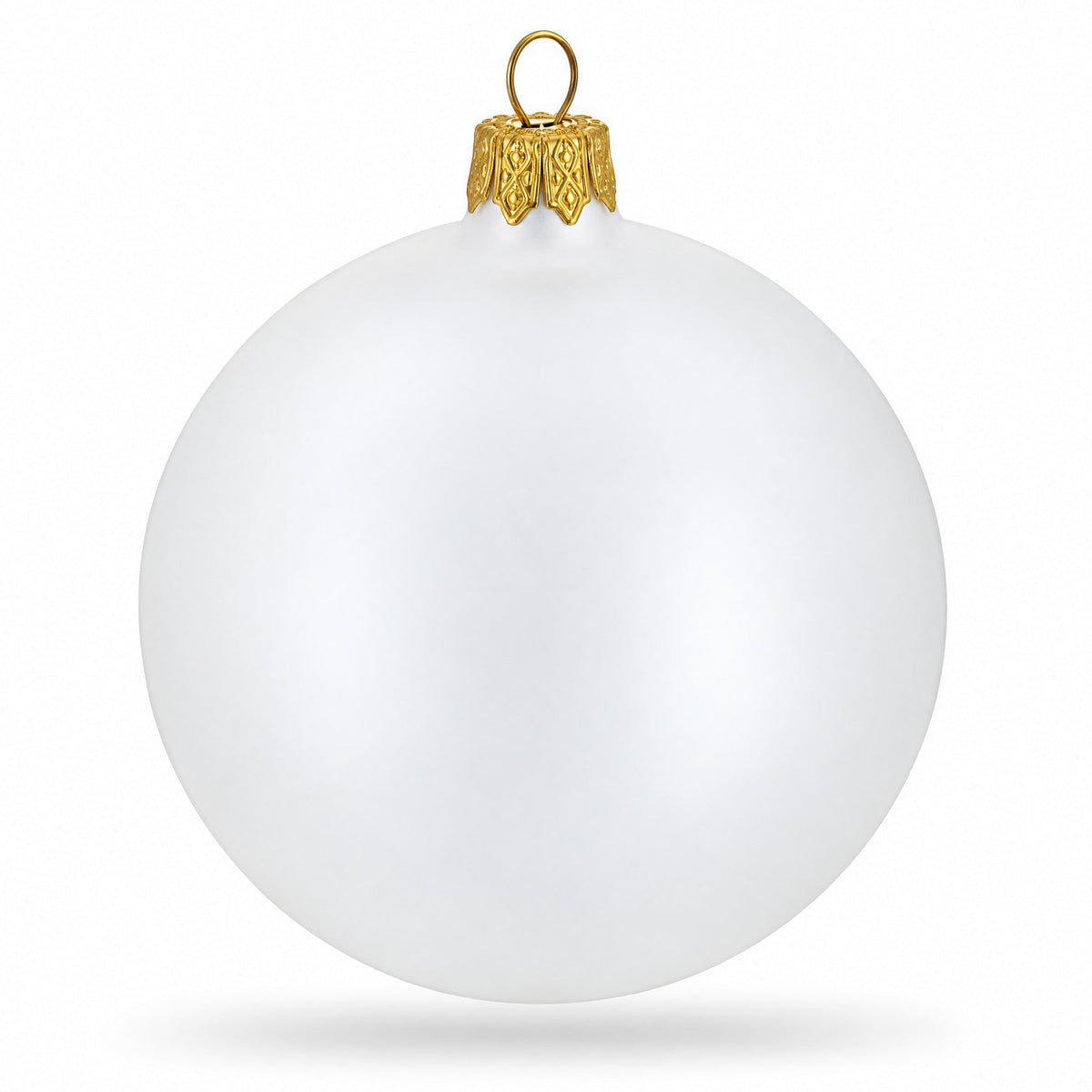 Set of 4 Thick White Glass Ball Christmas Ornaments 4 Inches (025)