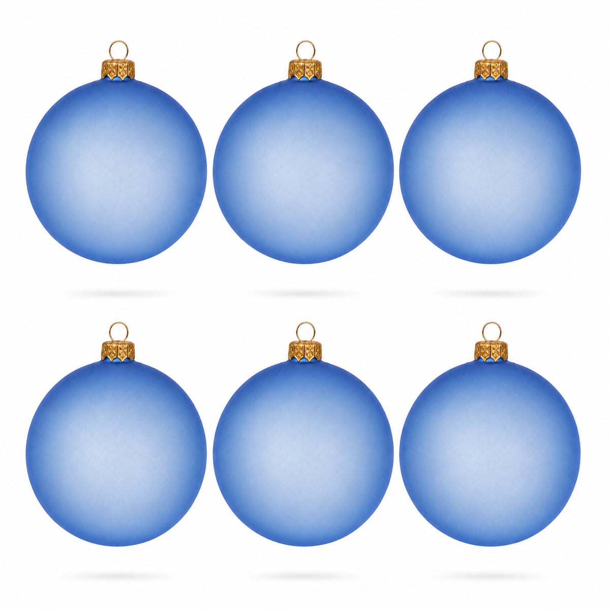 Set of 6 Translucent Light Blue Glass Ball Christmas Ornaments (029)