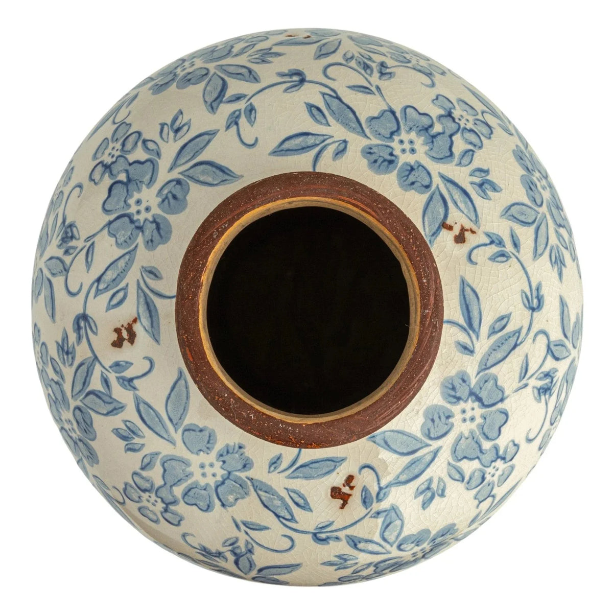 Vase en faïence à décor floral terracotta Lainey