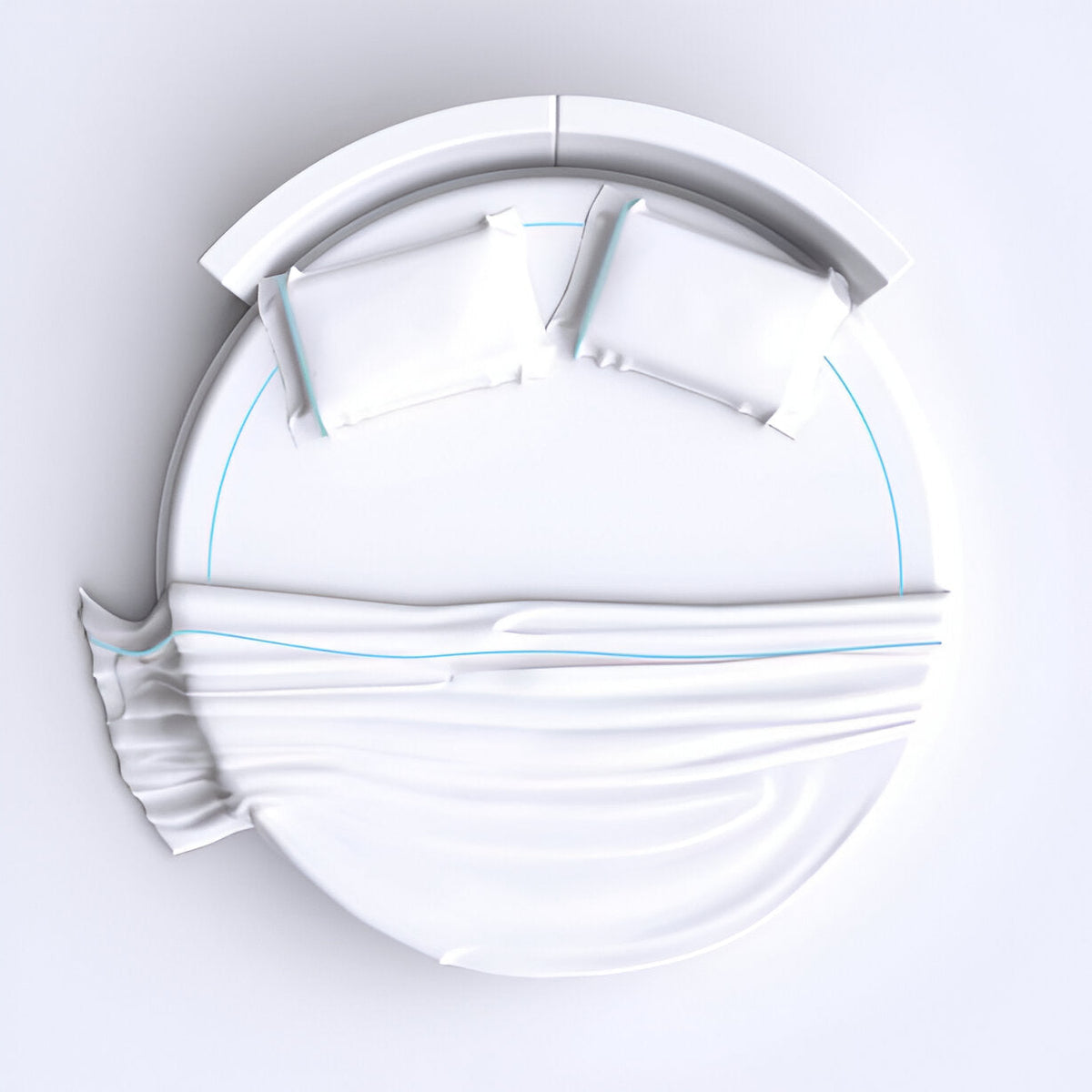 Parure de lit ronde en satin de coton uni, 400 fils, broderie simple