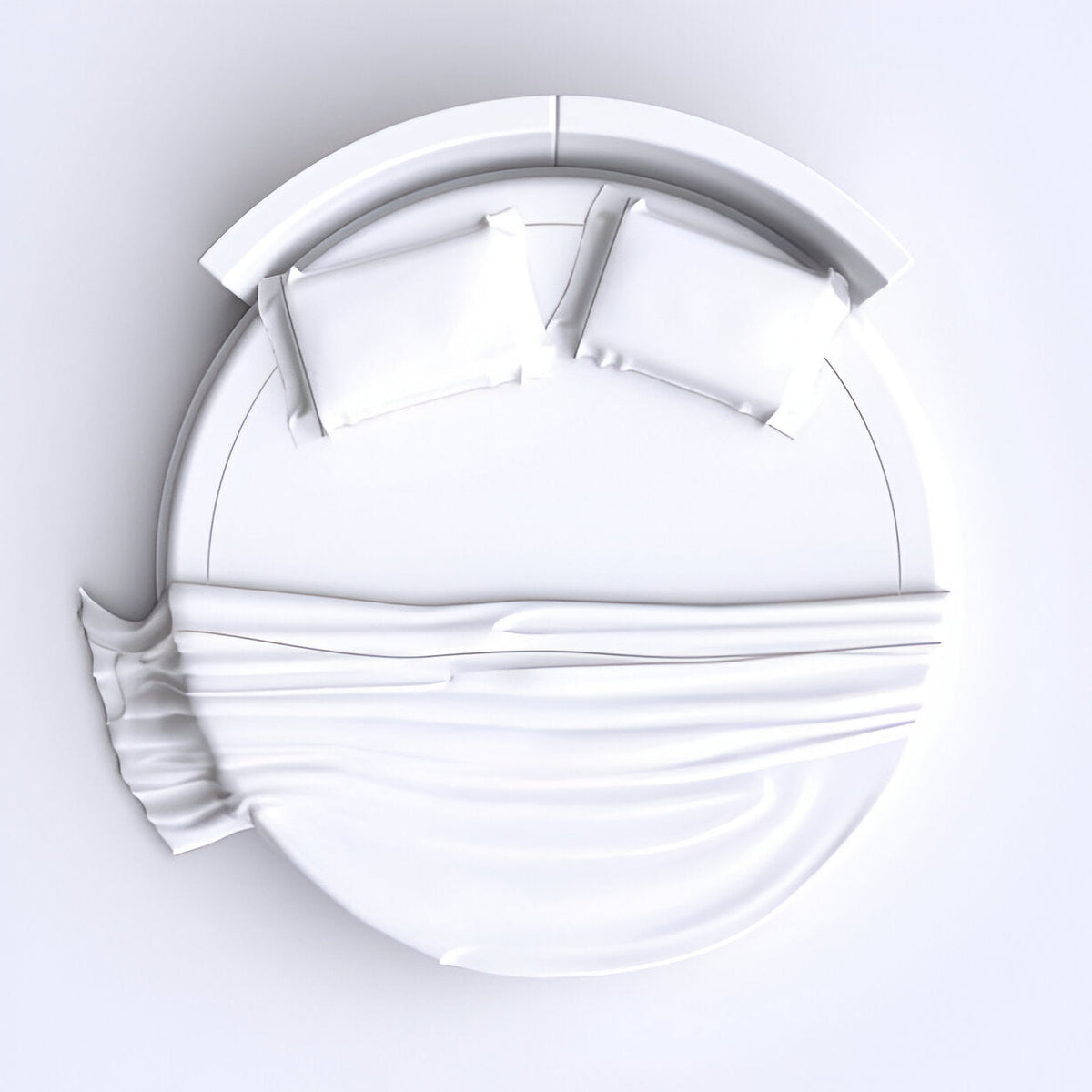 Parure de lit ronde en satin de coton uni, 400 fils, broderie simple