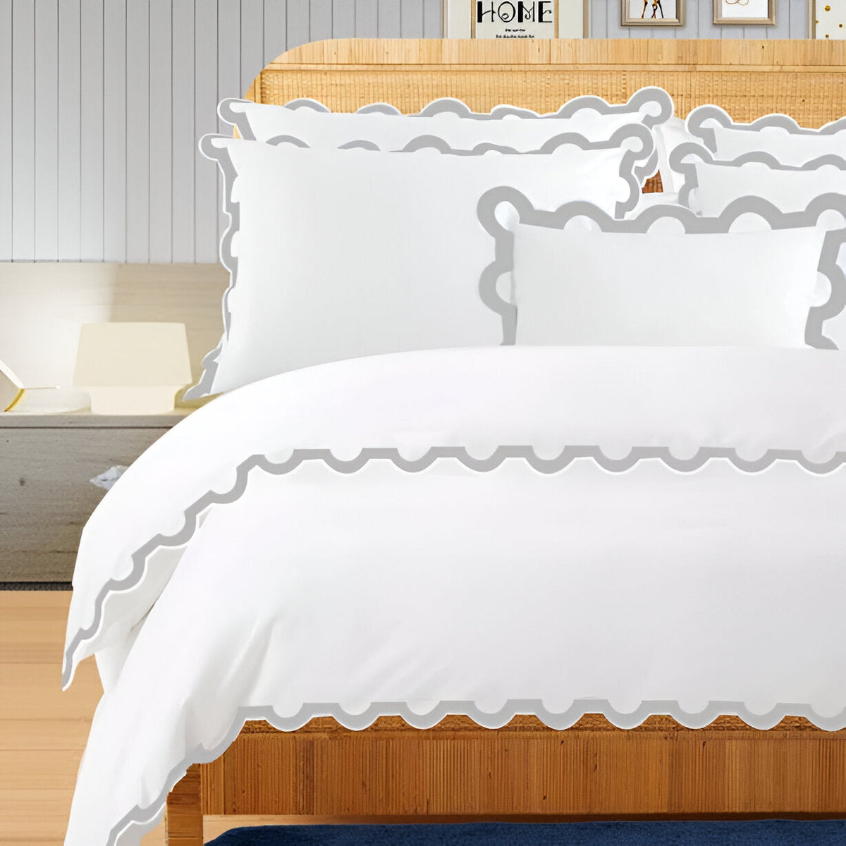 Set copripiumino in cotone 400TC con ricamo ad applicazione a forma di U