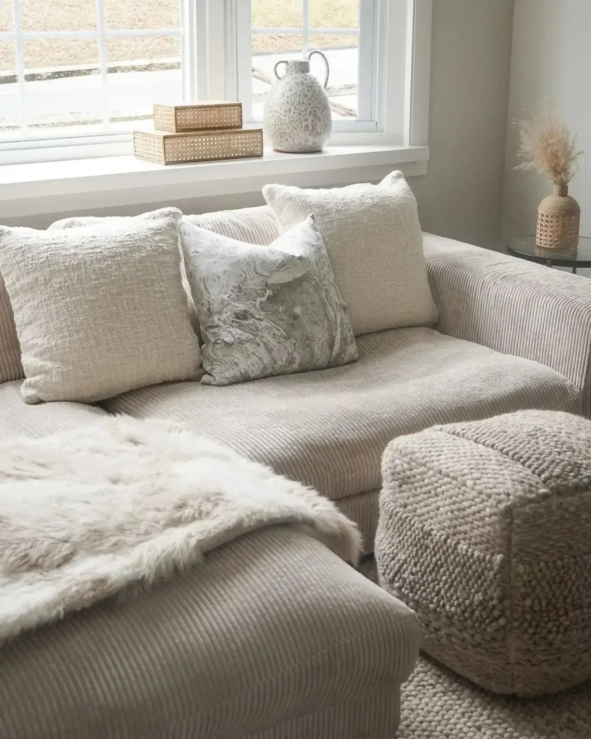 Linen Pillow Covers in Handcrafted Marble Print