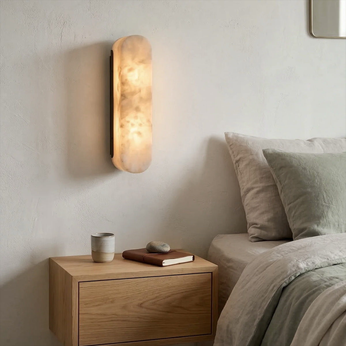Lampada da parete verticale di lusso in alabastro