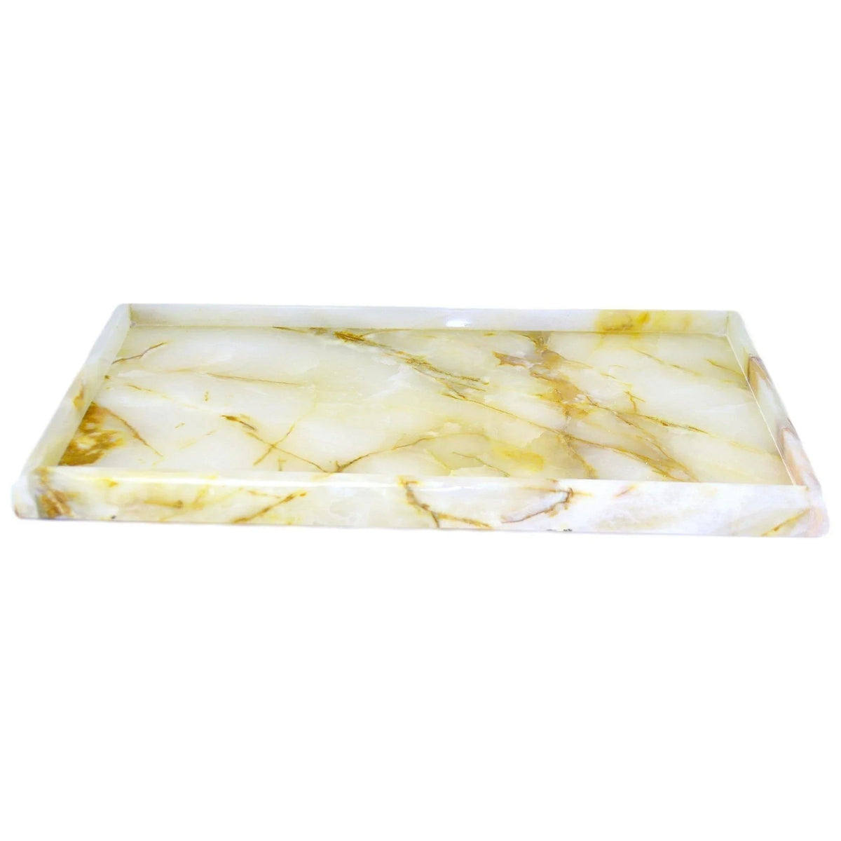 Vassoio da bagno di lusso in onice bianco