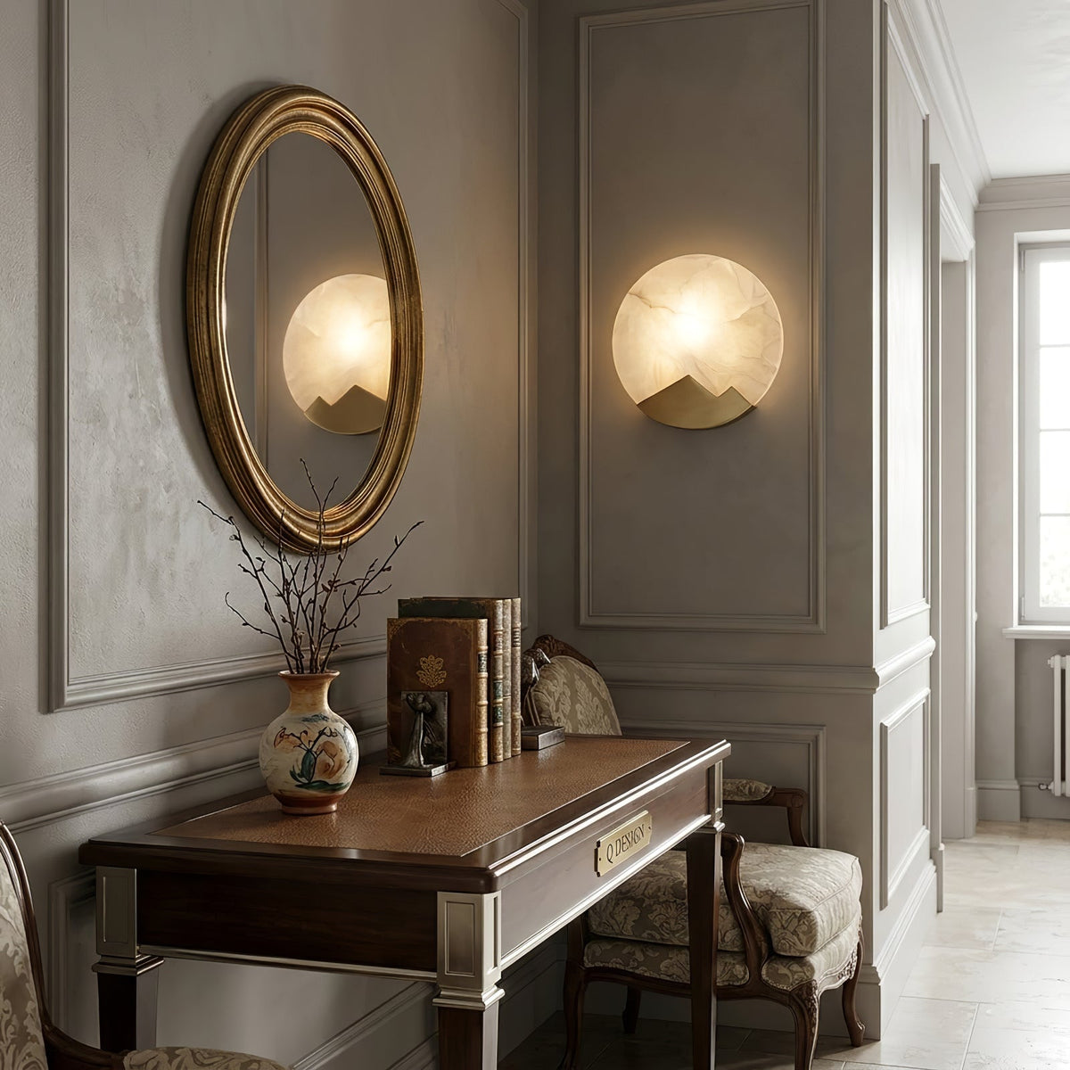 Luxury Copper Moon Alabaster Sconce