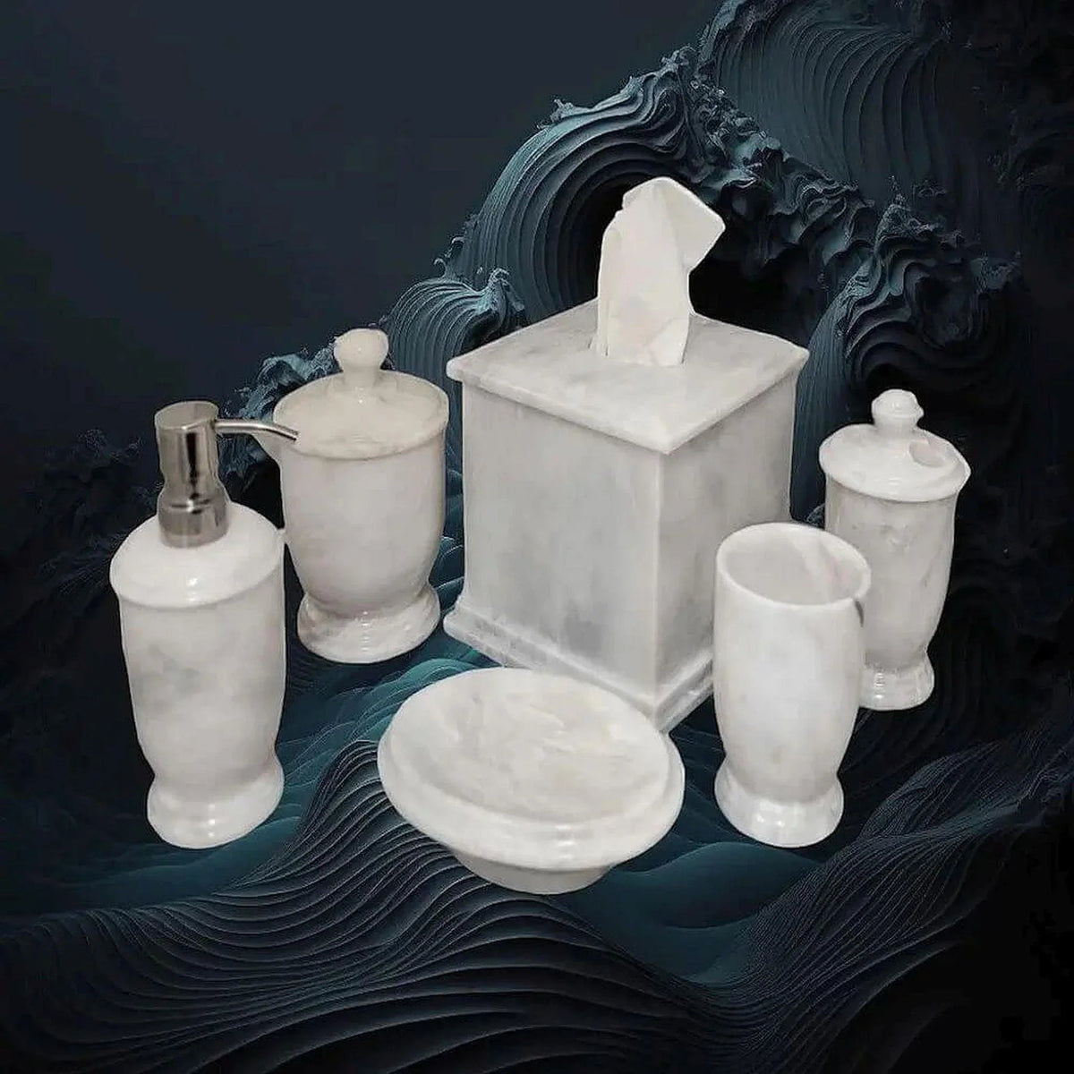 Set bagno in marmo bianco di lusso