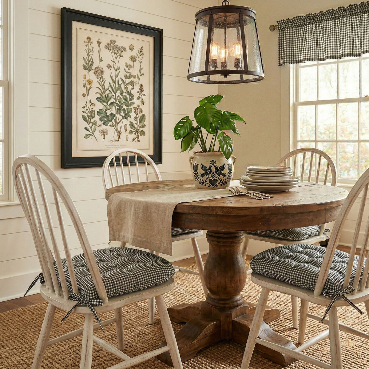 Madrid Black Gingham Dining Chair Pads - Made in USA - 100% Cotton - Machine Washable
