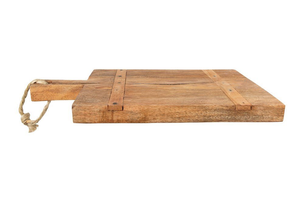Vassoio da portata in legno di mango con manico in corda