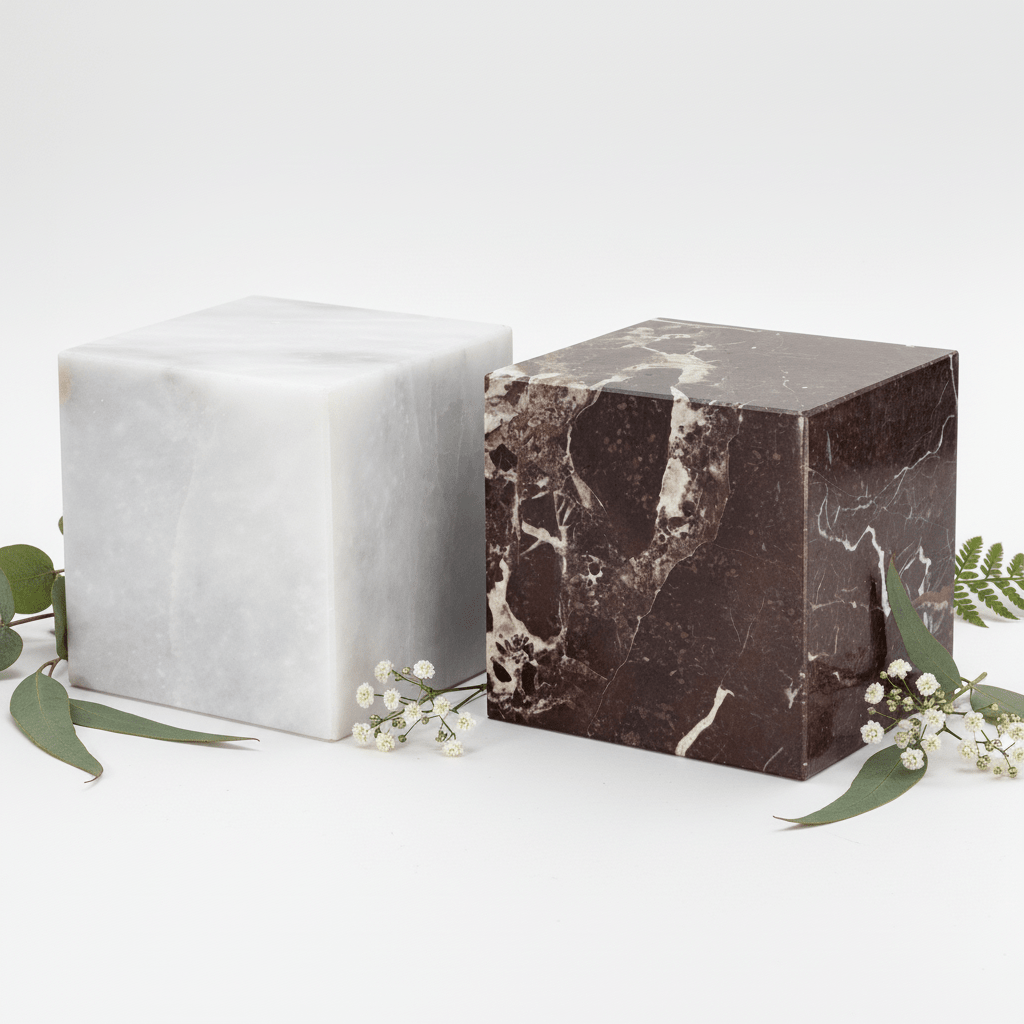 Presse-papier cube en marbre (10 cm) – Décoration de bureau en pierre précieuse