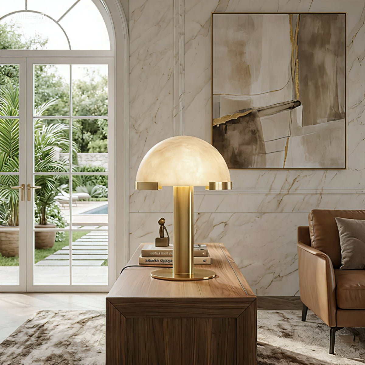 Melange Alabaster Dome Table Lamp