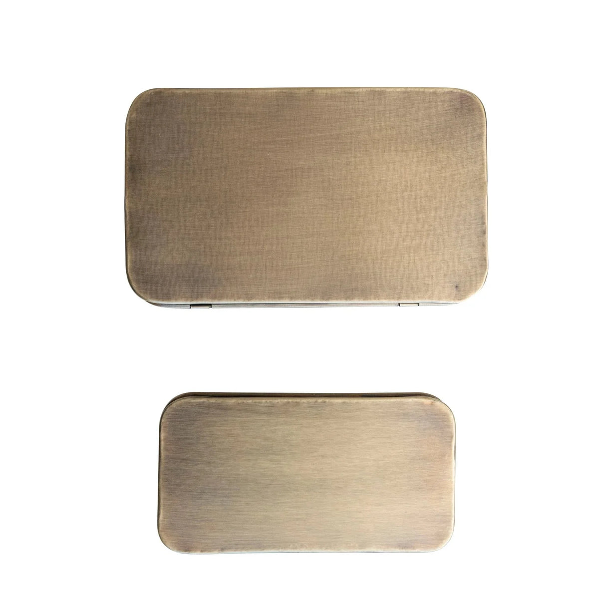 Scatole in metallo, finitura ottone anticato, set da 2