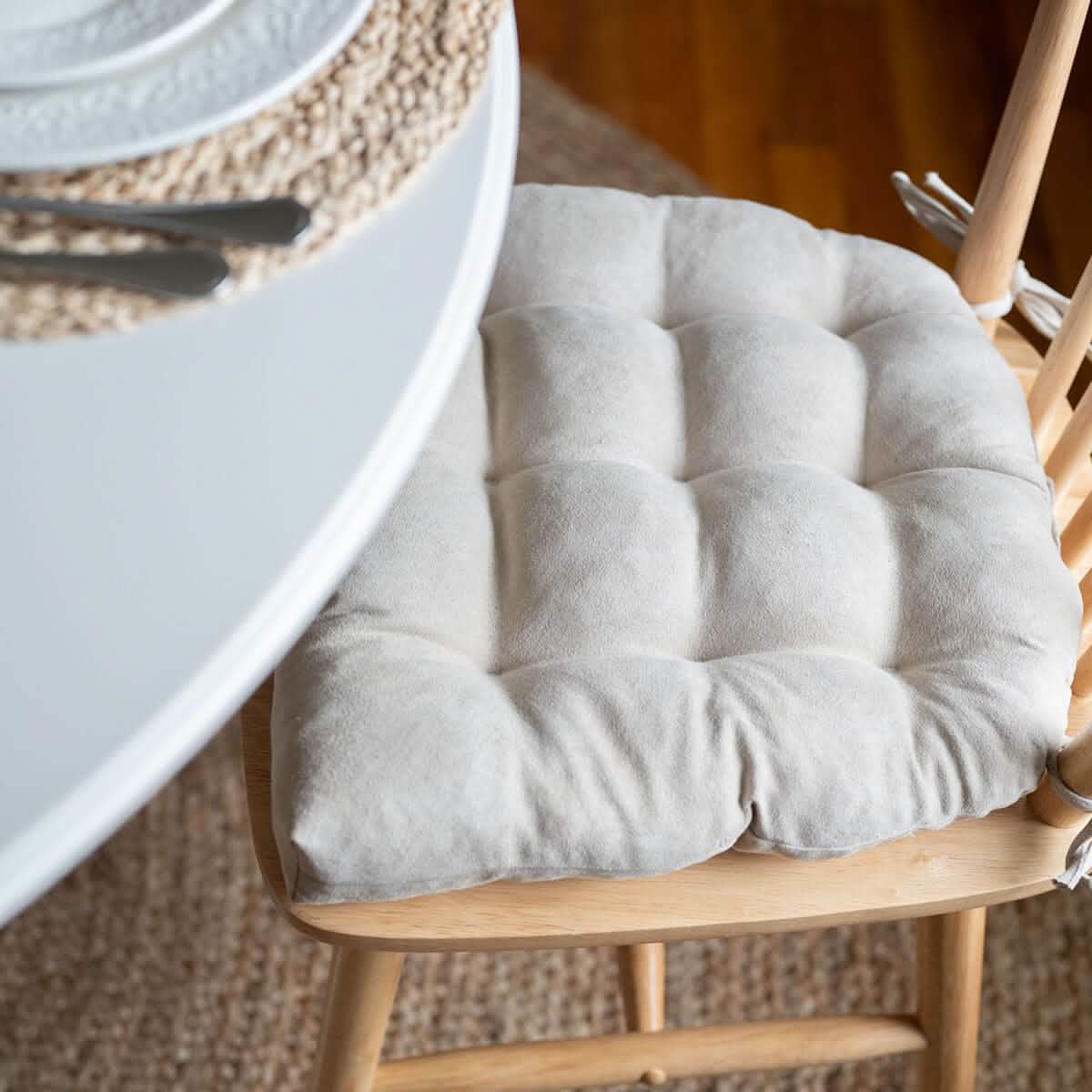 Micro-Suede Chamois Mushroom Dining Chair Pads - Latex Foam Fill - Solid Color Microfiber Ultra-Suede