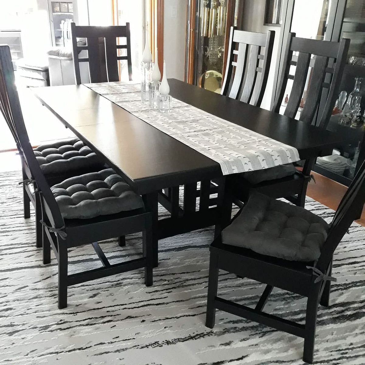 Micro-Suede Graphite Grey Dining Chair Pads - Latex Foam Fill