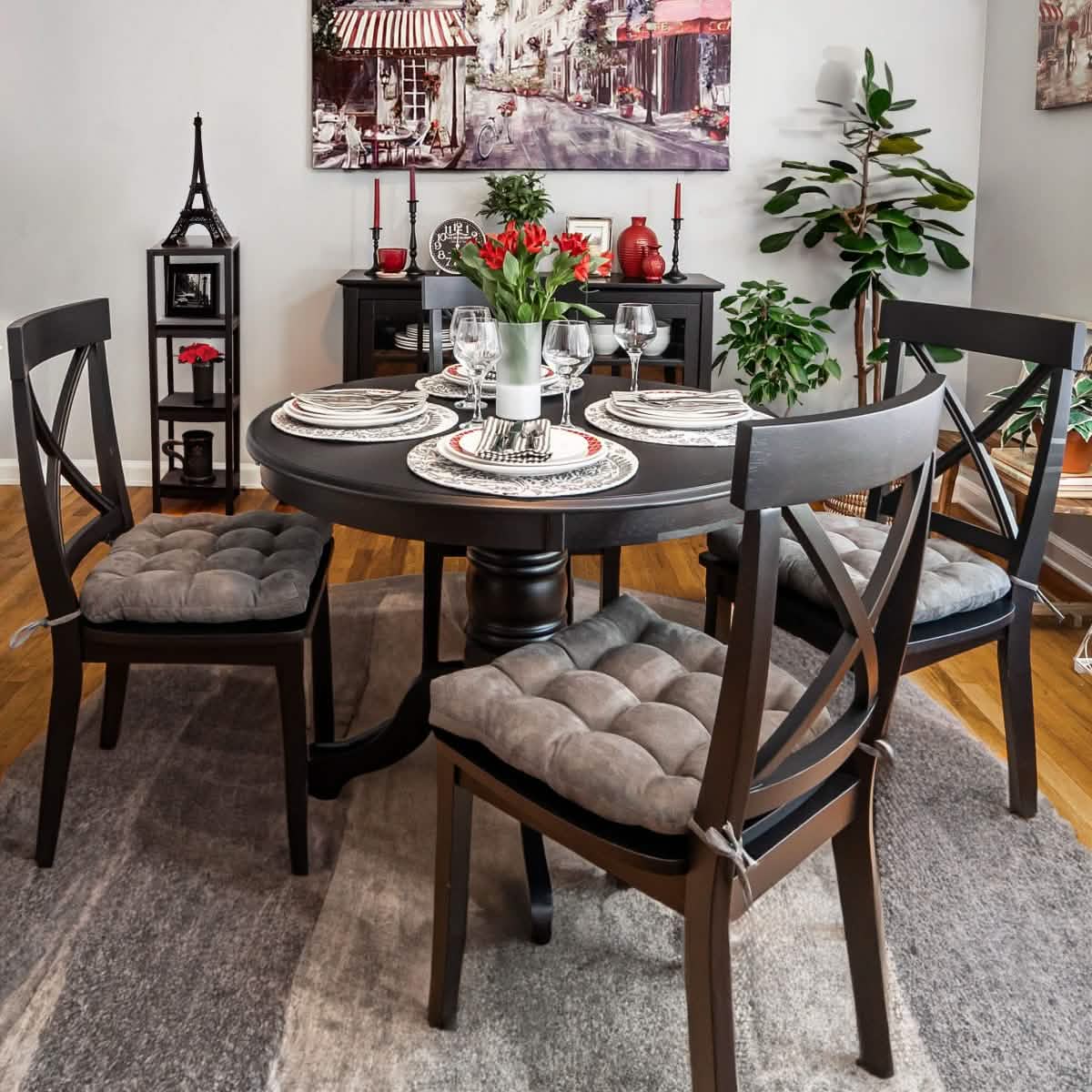 Micro-Suede Graphite Grey Dining Chair Pads - Latex Foam Fill