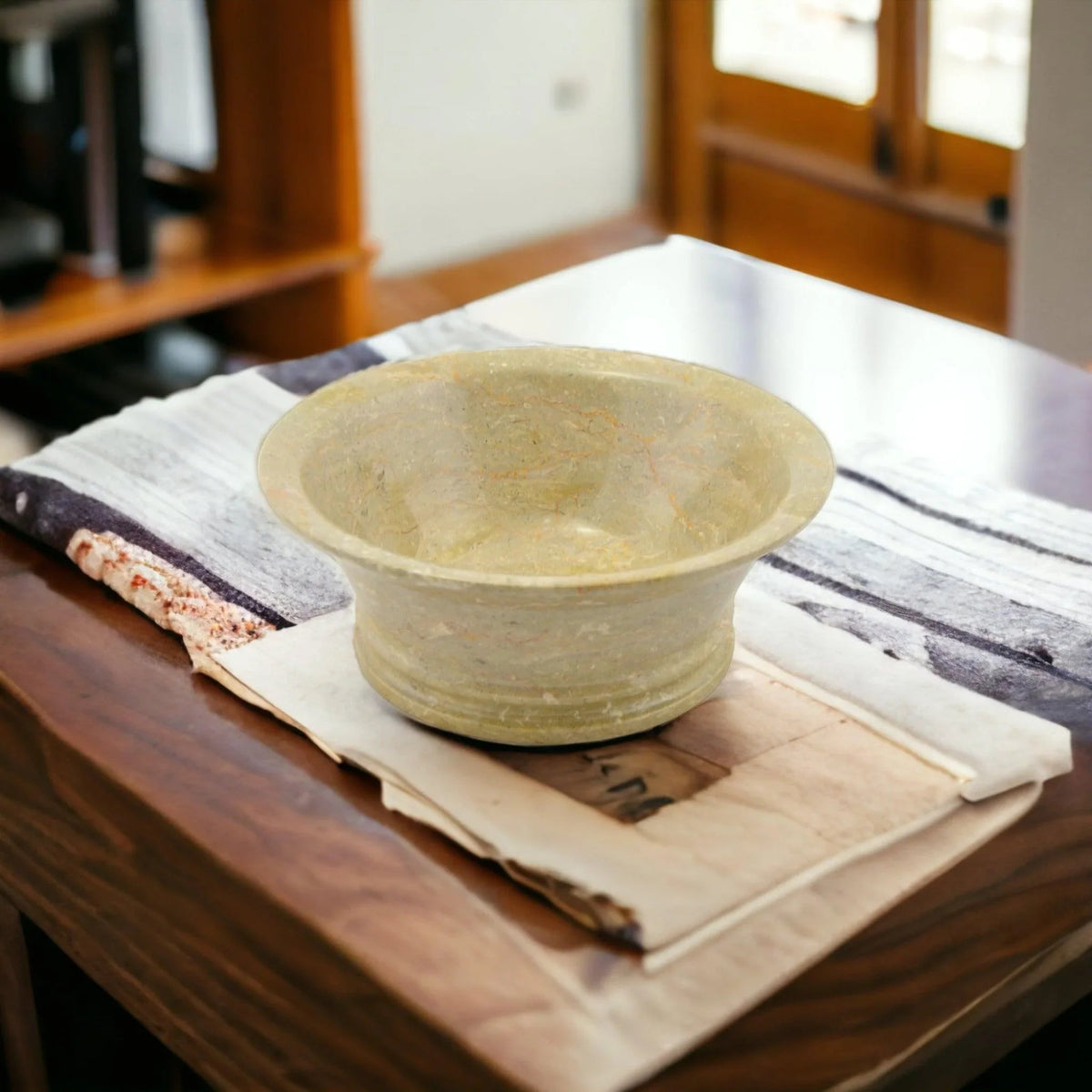 Fruttiera moderna - Ciotola da 8 pollici in marmo beige Sahara