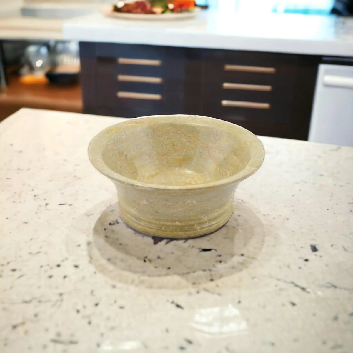Fruttiera moderna - Ciotola da 8 pollici in marmo beige Sahara