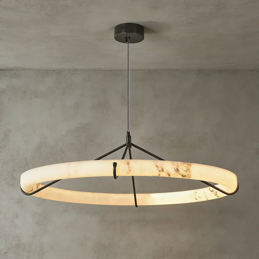 Modern Spanish Alabaster Halo Pendant Lamp