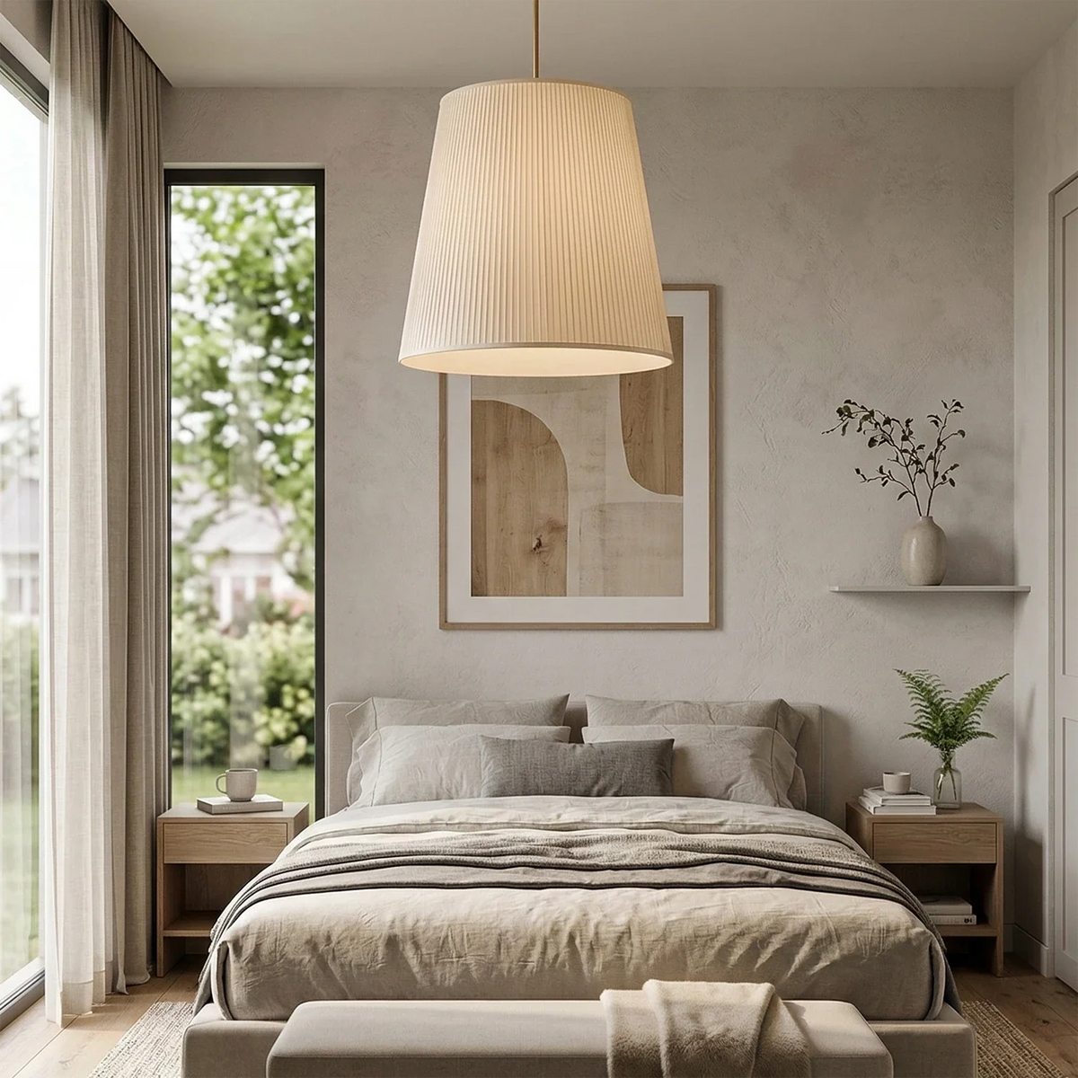 Modern Tailored Reed Pleat Stem Pendant