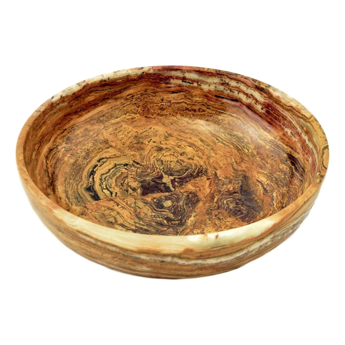 Bol décoratif en onyx brun multicolore de 8 pouces