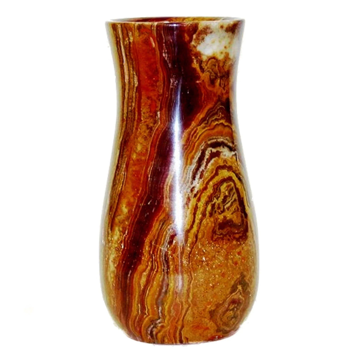 Vase en onyx brun multicolore de 9 pouces