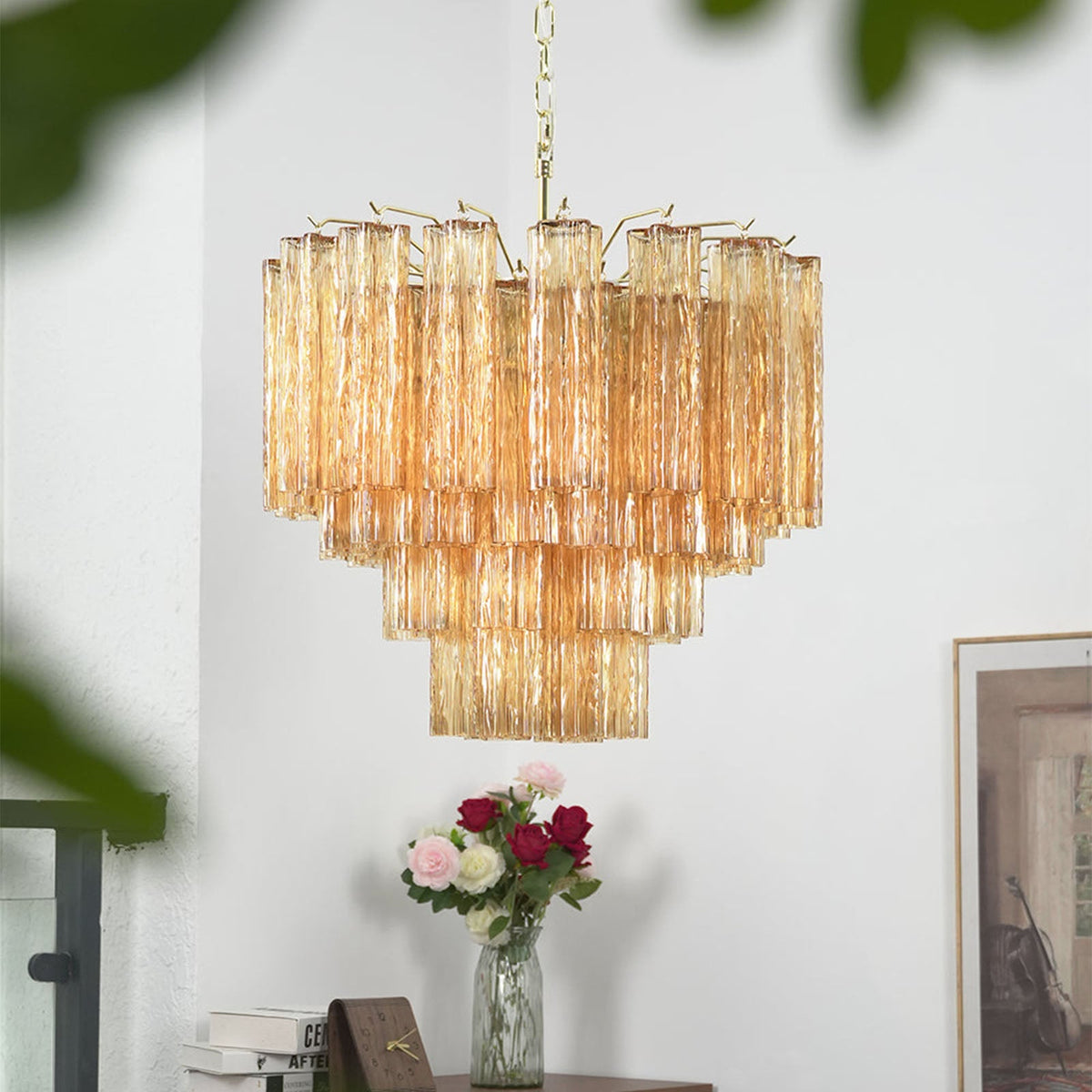 Murano Star Shaped Tube Glass Chandelier