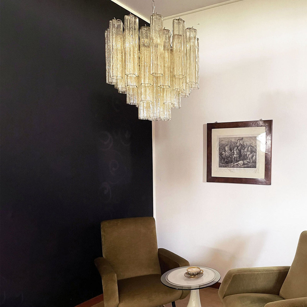Murano Star Shaped Tube Glass Chandelier