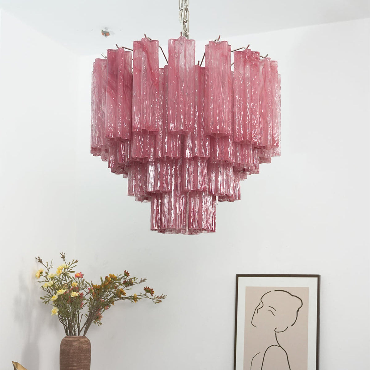 Murano Star Shaped Tube Glass Chandelier