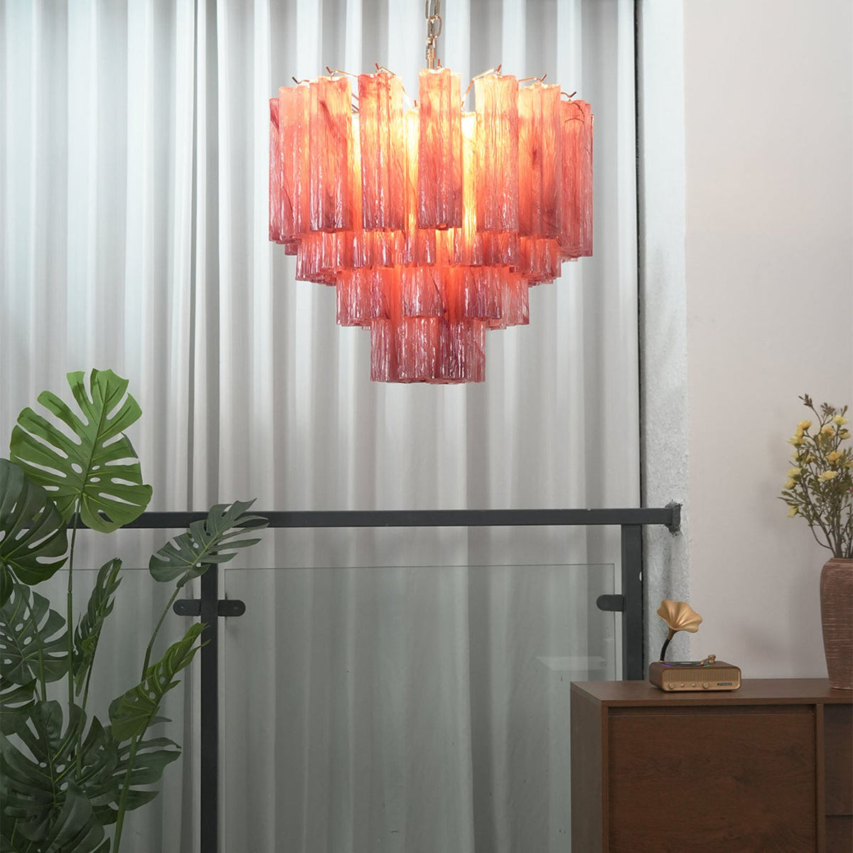 Murano Star Shaped Tube Glass Chandelier