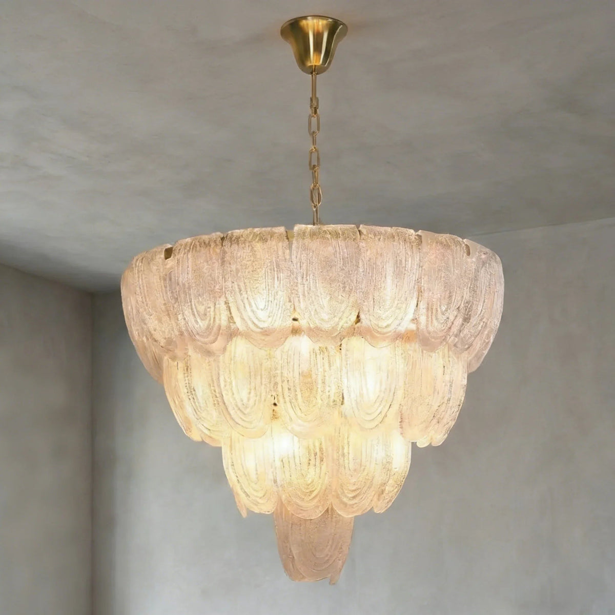 Murano-Style Tiered Glass Chandelier