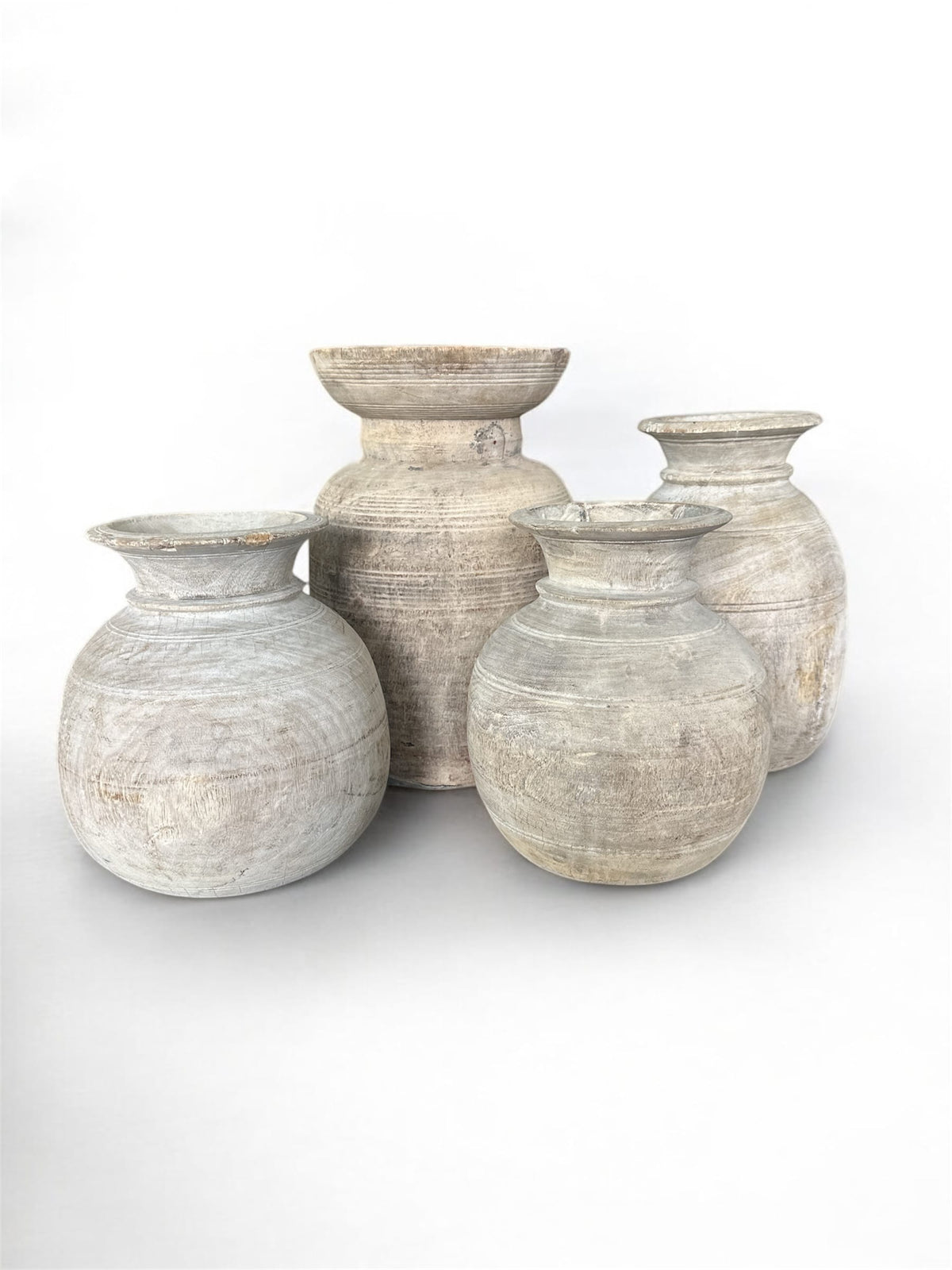 Gujar Nepali Water Pot Vases - Bleached Wood