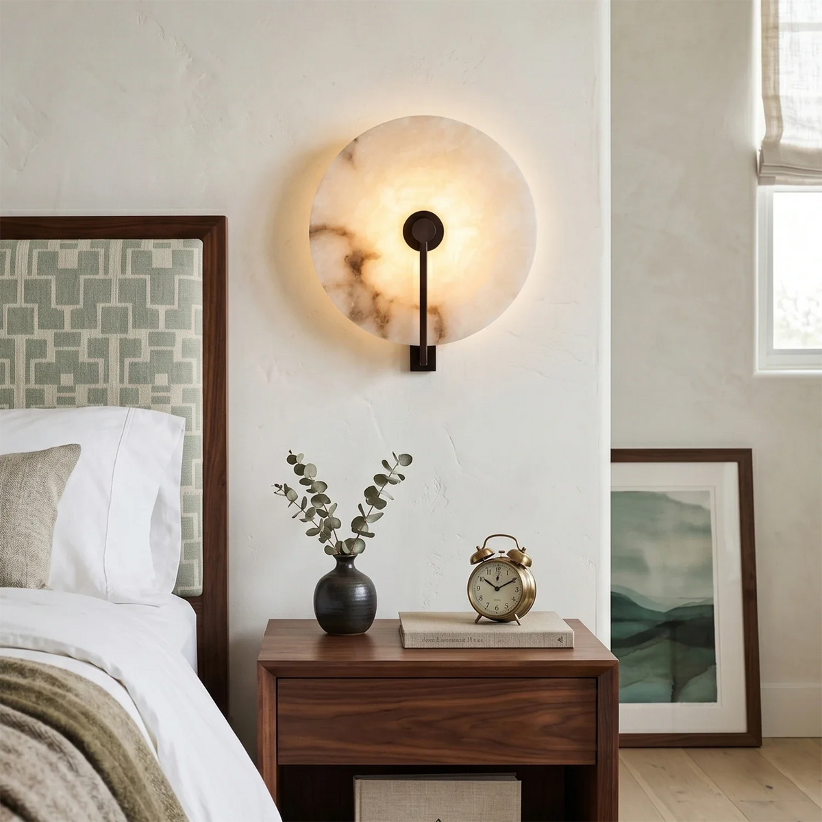 Applique murale LED en albâtre naturel