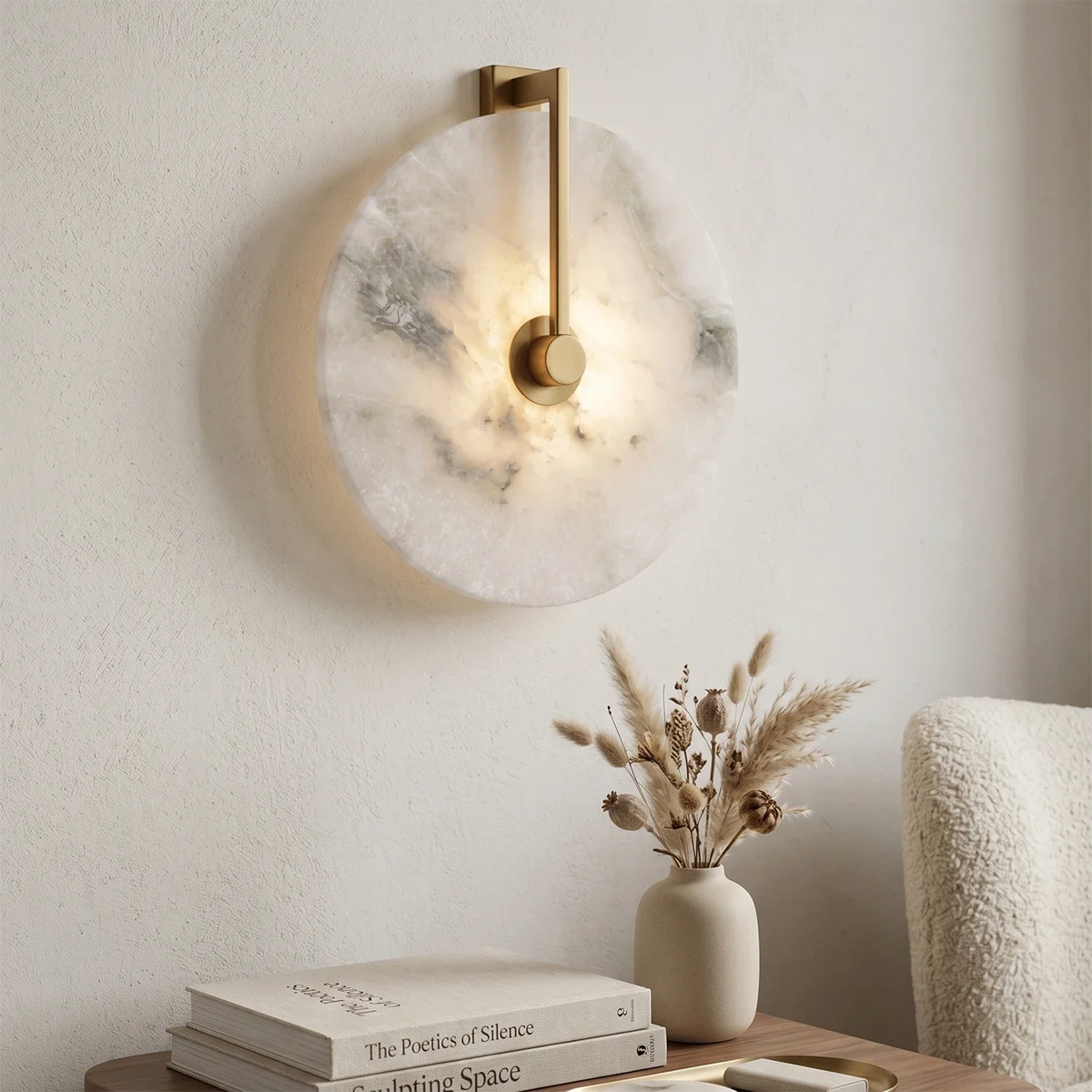 Applique murale LED en albâtre naturel