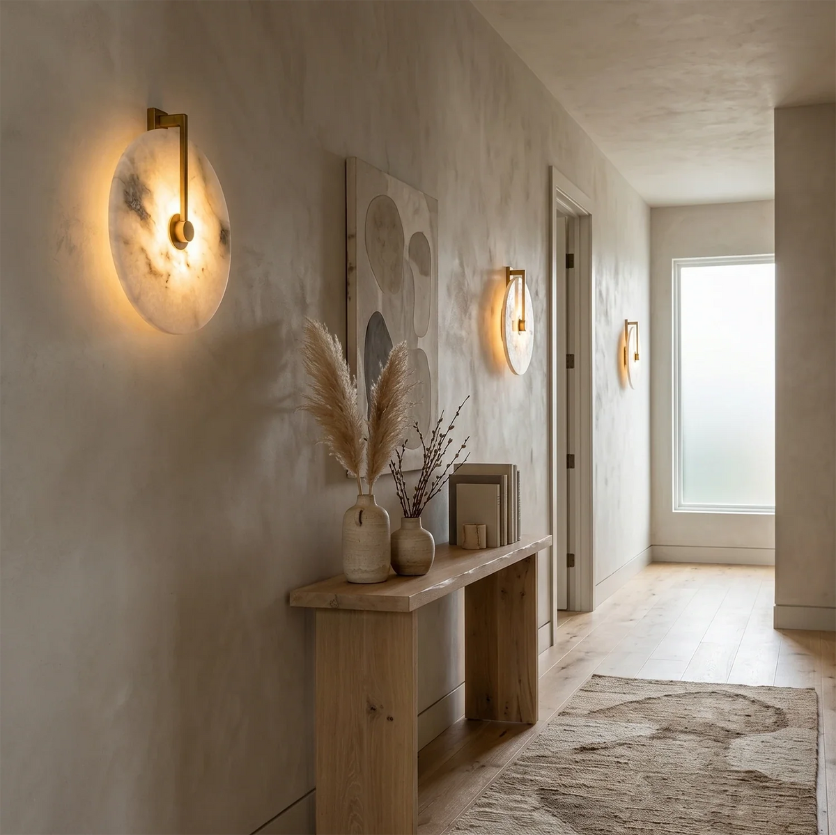 Applique murale LED en albâtre naturel