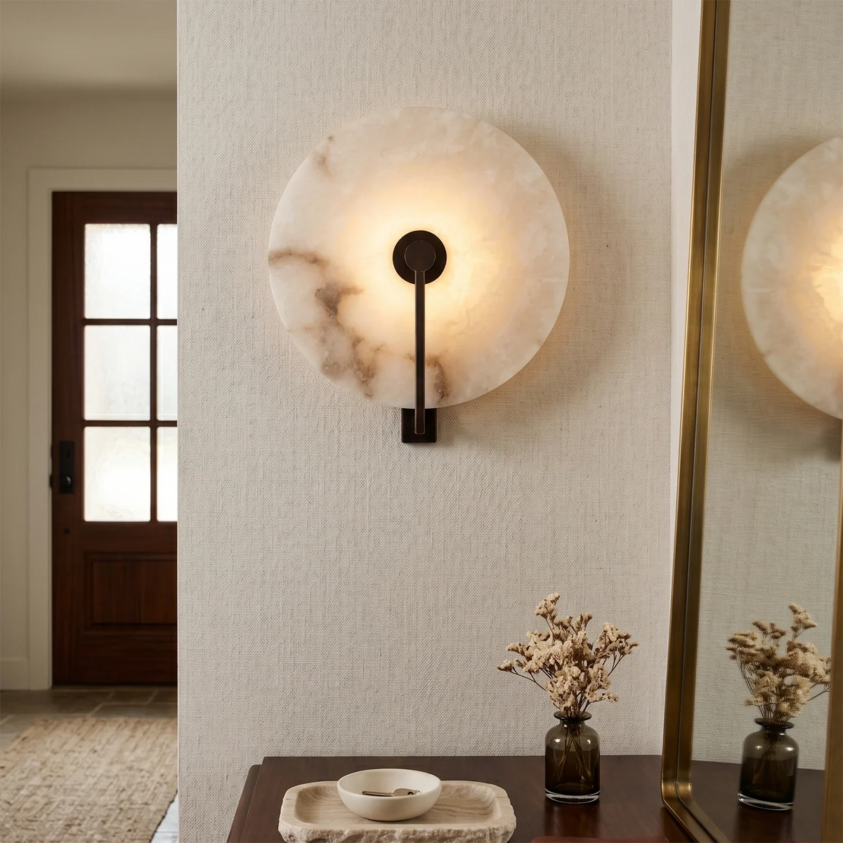 Applique murale LED en albâtre naturel