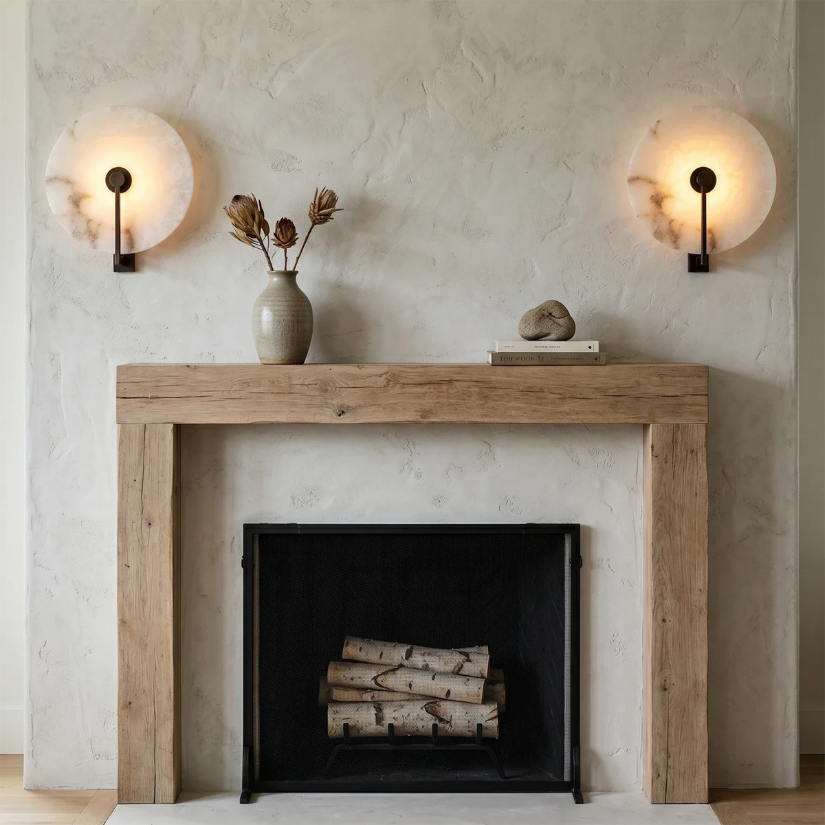 Applique murale LED en albâtre naturel