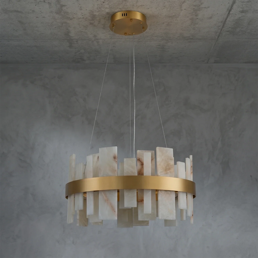 Lustre rond en albâtre naturel