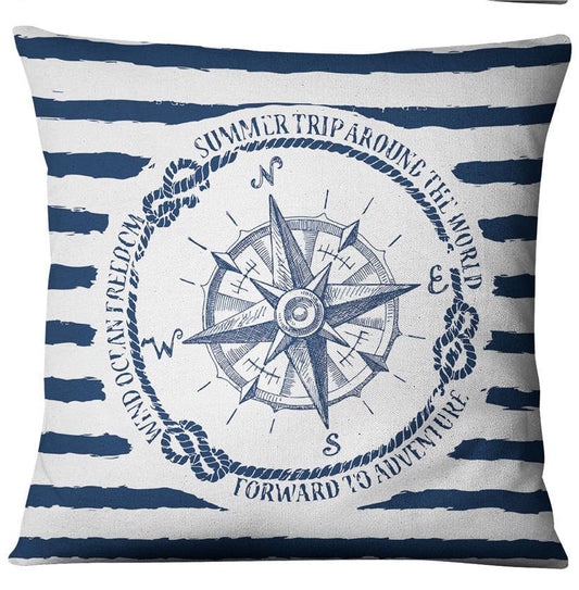 Navigation Navy Blue Nautical Shell Starfish Linen Pillow Cover Blue Anchor Navigation Anchor Sailboat Pillowcase Marine Cushion Cover Sofa Home Decorative Cushion Cover For Home