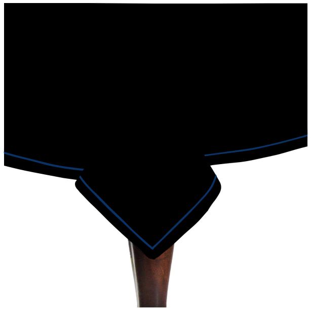 Nappe unie en satin de coton avec bordure brodée simple - Noir