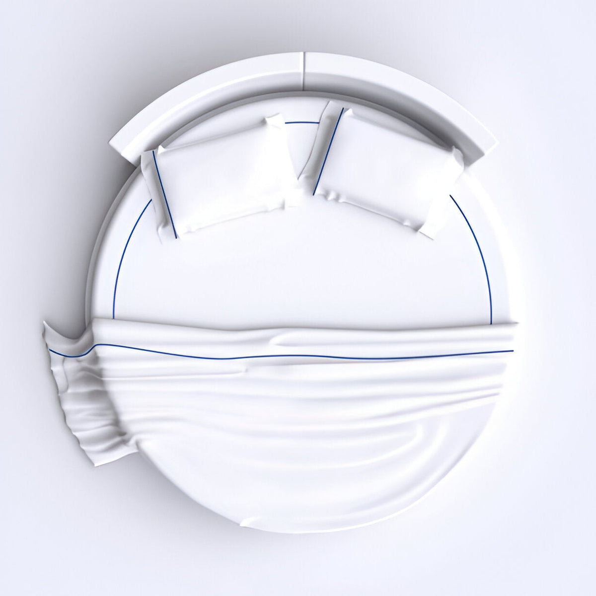 Parure de lit ronde en satin de coton uni, 400 fils, broderie simple