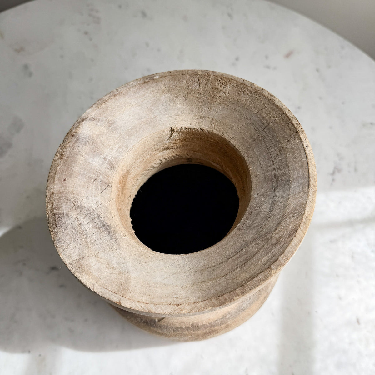 Nepali Water Pot Vase - Bleached Wood | Large Handmade Rustic Vessel
