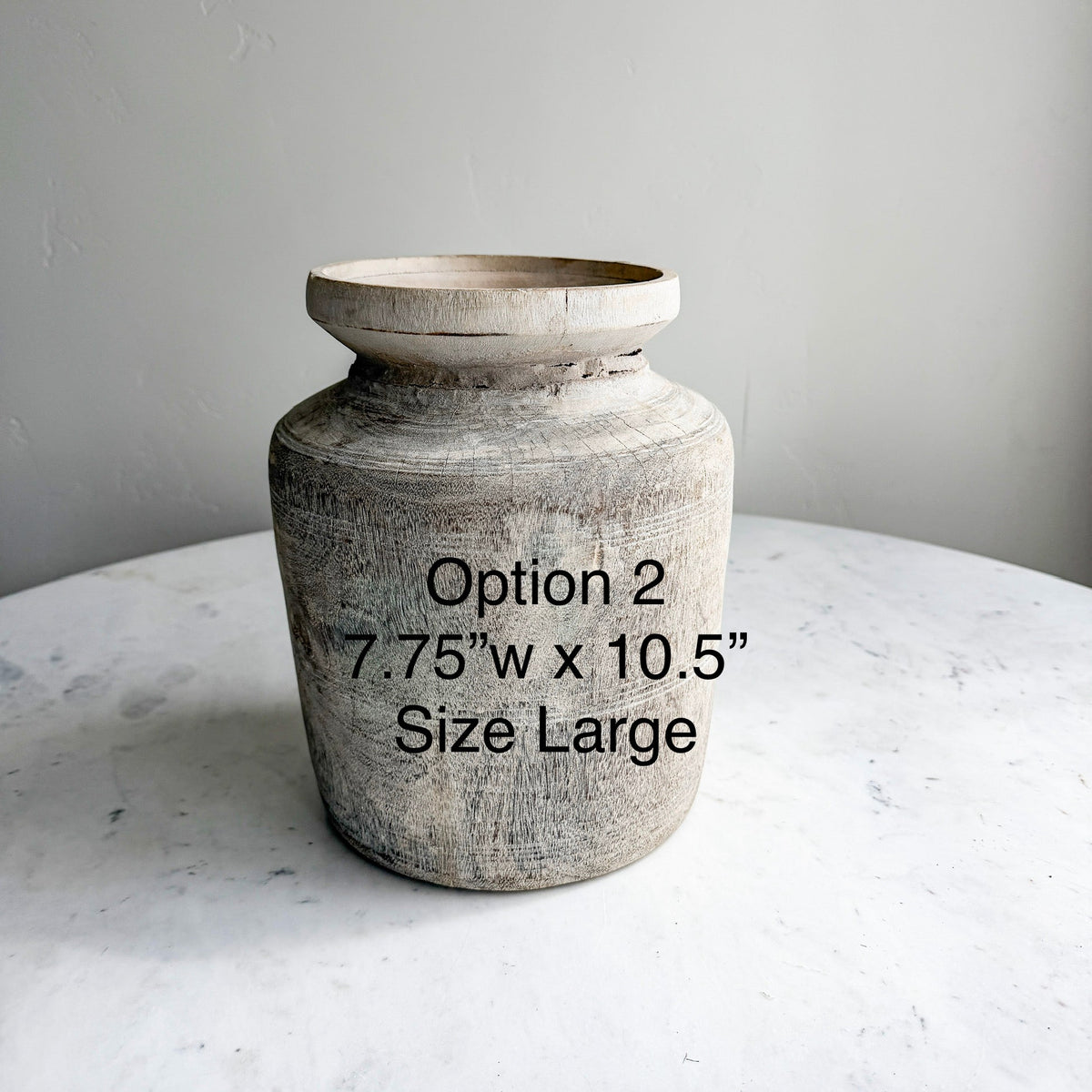 Nepali Water Pot Vase - Bleached Wood | Large Handmade Rustic Vessel
