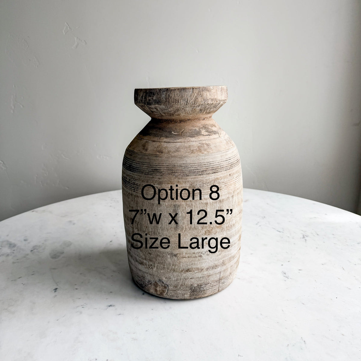 Nepali Water Pot Vase - Bleached Wood | Large Handmade Rustic Vessel