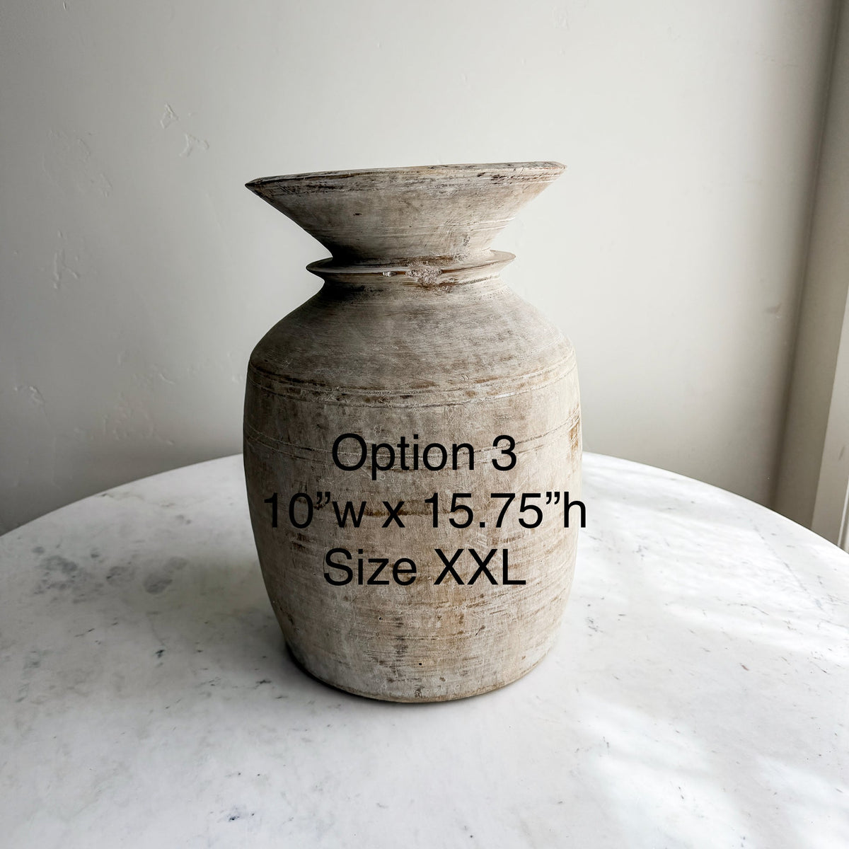 Nepali Water Pot Vase - Bleached Wood | XXL Handmade Rustic Vessel