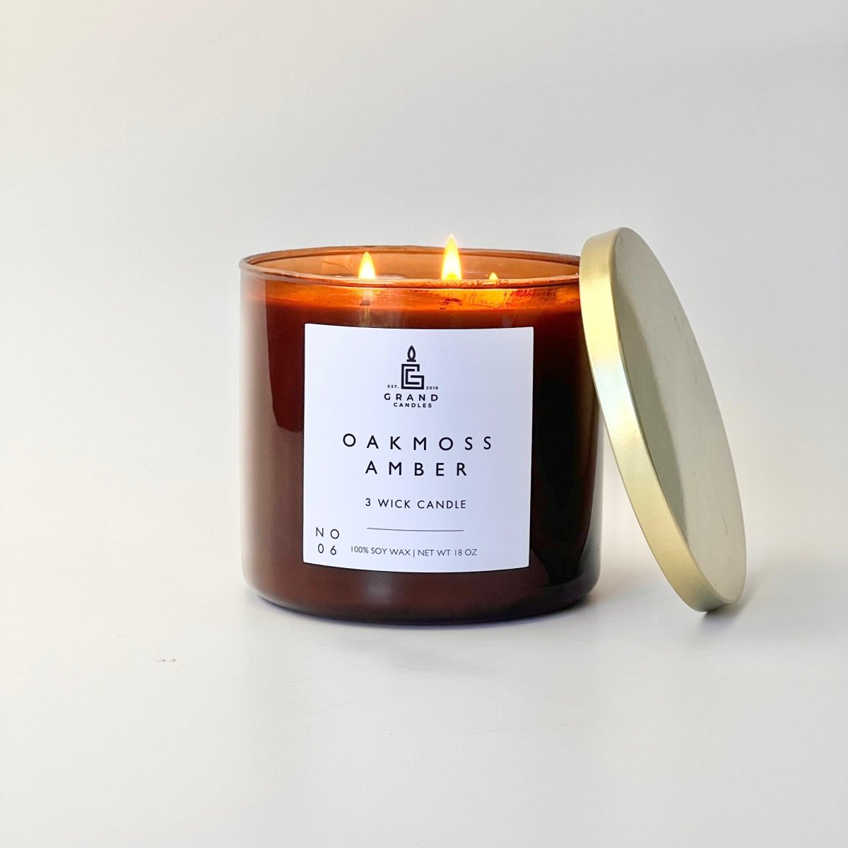Bougie au soja ambre et mousse de chêne