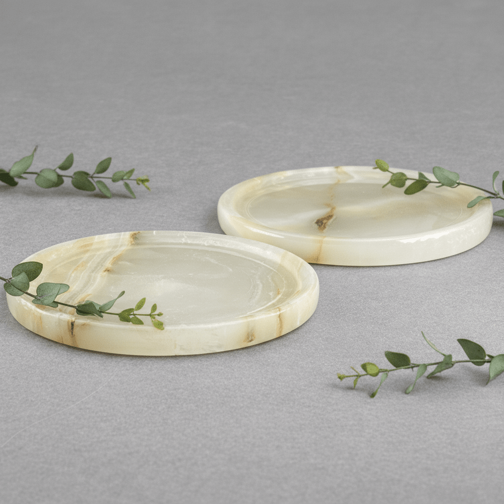 Sous-verre rond en onyx (4 pouces) (1 pièce) Décoration intérieure en pierre précieuse