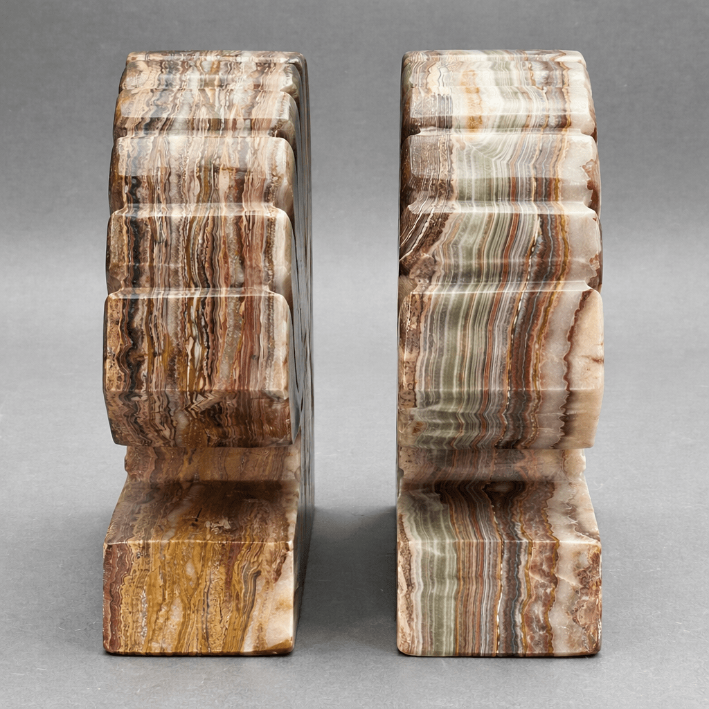 Serre-livres en onyx (20 cm), décoration d'intérieur en pierre fine