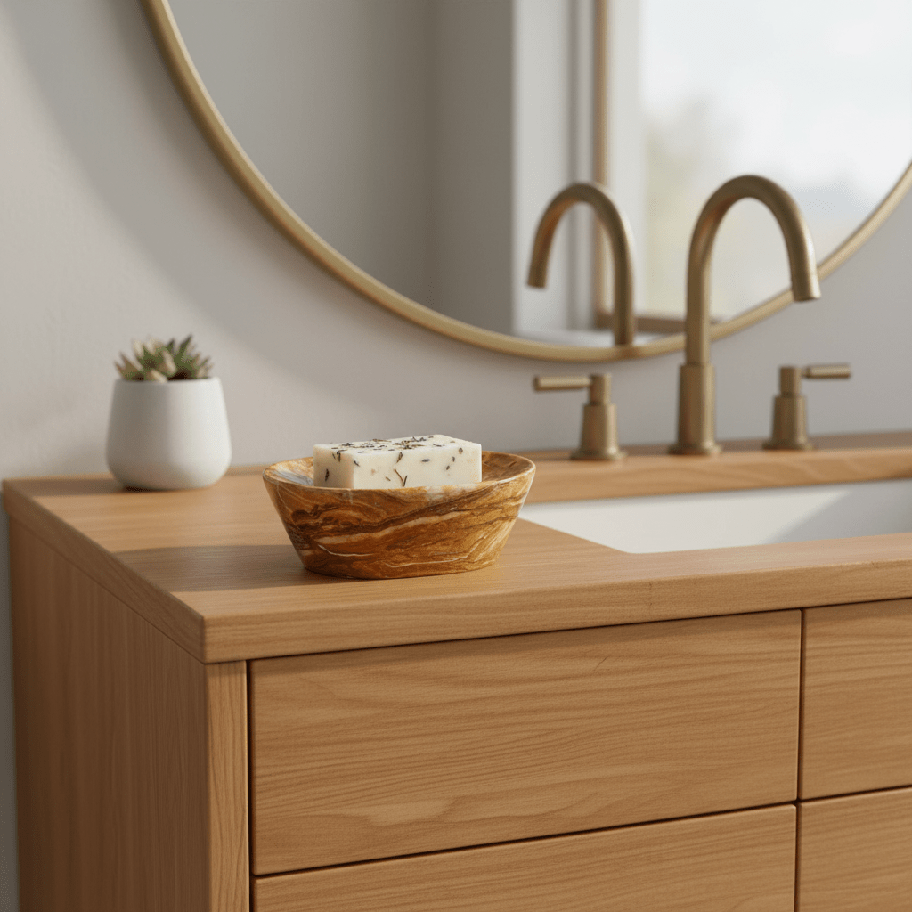 Porte-savon en onyx (12,7 cm) - Décoration de salle de bain en pierre précieuse