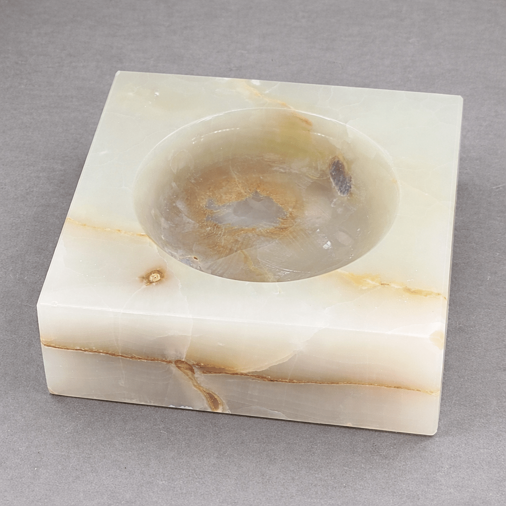Bol carré en onyx (15 cm) Décoration intérieure en pierre précieuse